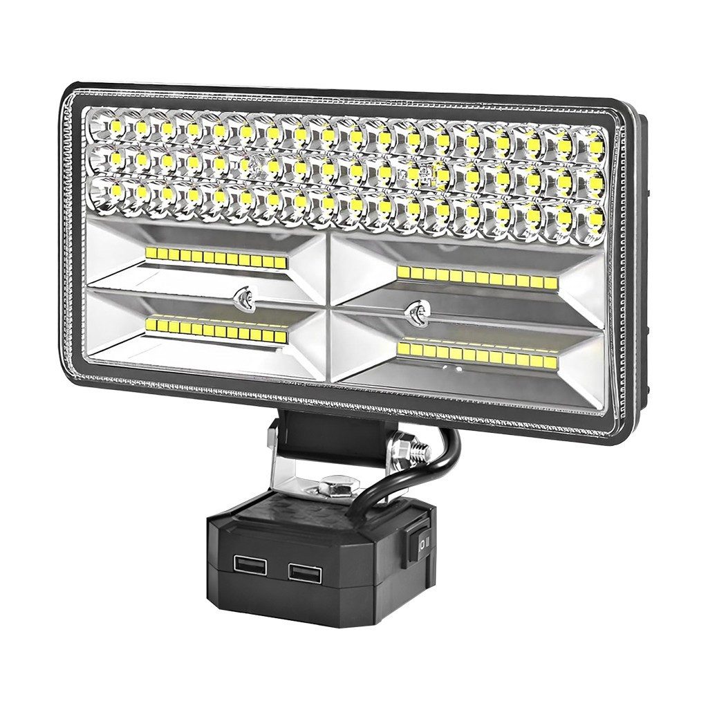 Toomoke Arbeitsleuchte Für Makita Li-ion Akku-Lampe LED Arbeitslicht Baustrahler, LED Arbeitslicht für Makita 18V, faltbar, 7 Zoll, mit 2 USB