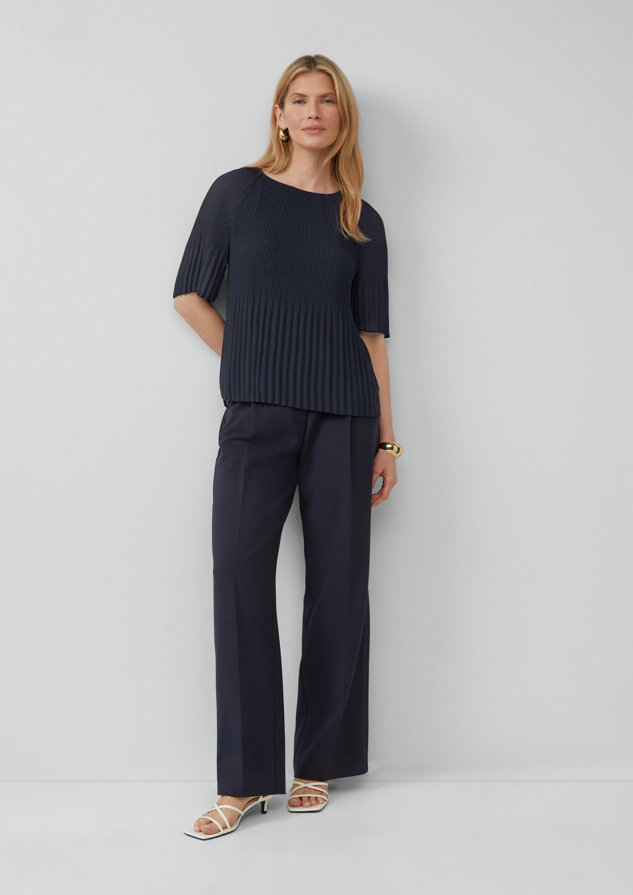 s.Oliver Kurzarmbluse Bluse Plissierte Chiffonbluse mit kurzen Ragalanärmeln