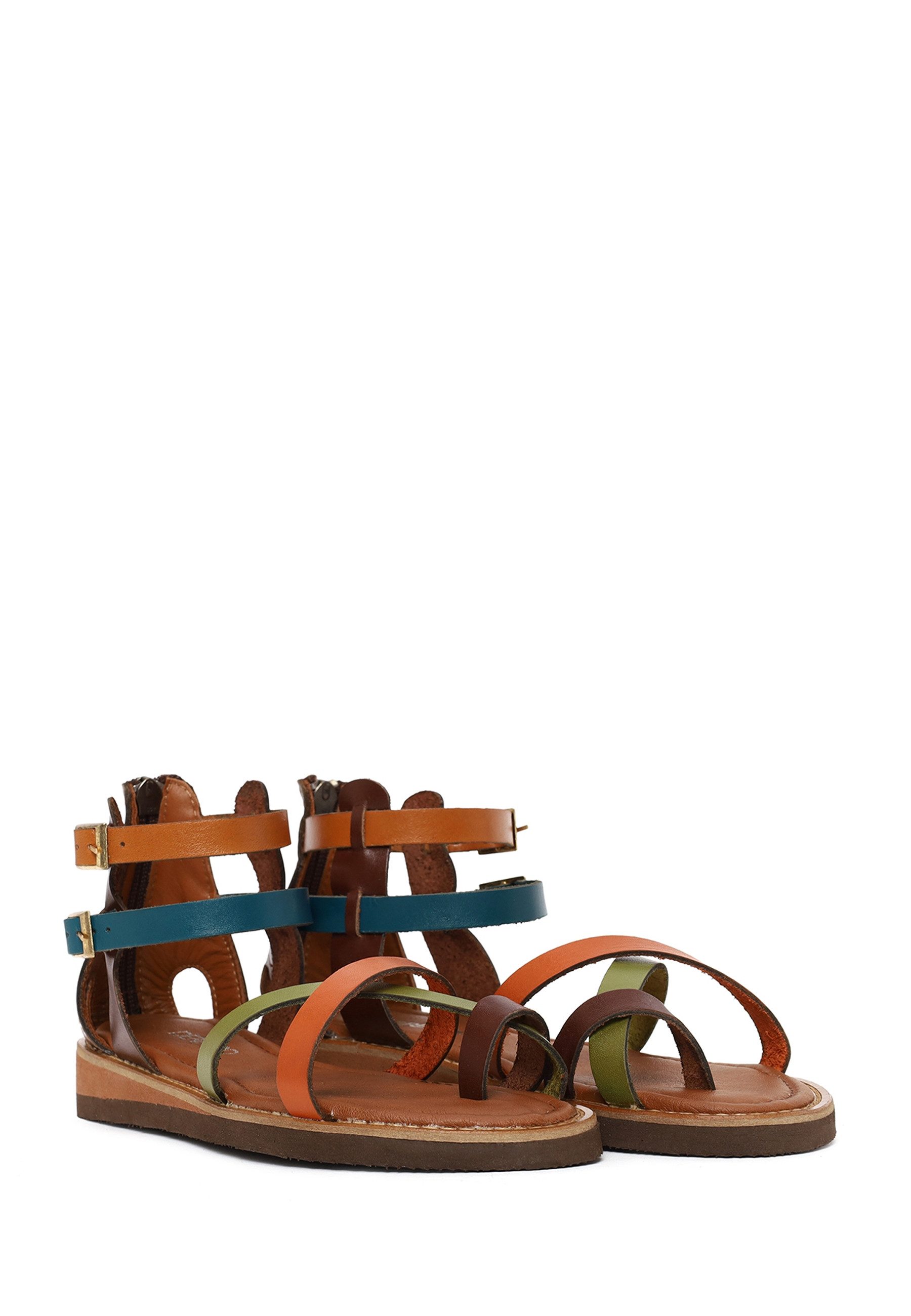 Derimod Sandalen aus Leder Sandale Echtes Leder, Lederfutter,Reißverschluss hinten,Verstellbare Schnallen