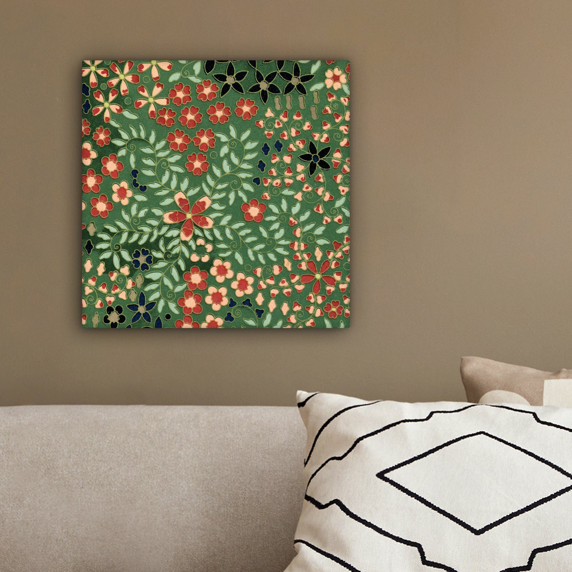 OneMillionCanvasses® cm für Feiertage, Bilder Wohnzimmer Rot Schlafzimmer, - (1 Blumen Leinwand Leinwandbild - Grün Weihnachten 20x20 St), - -