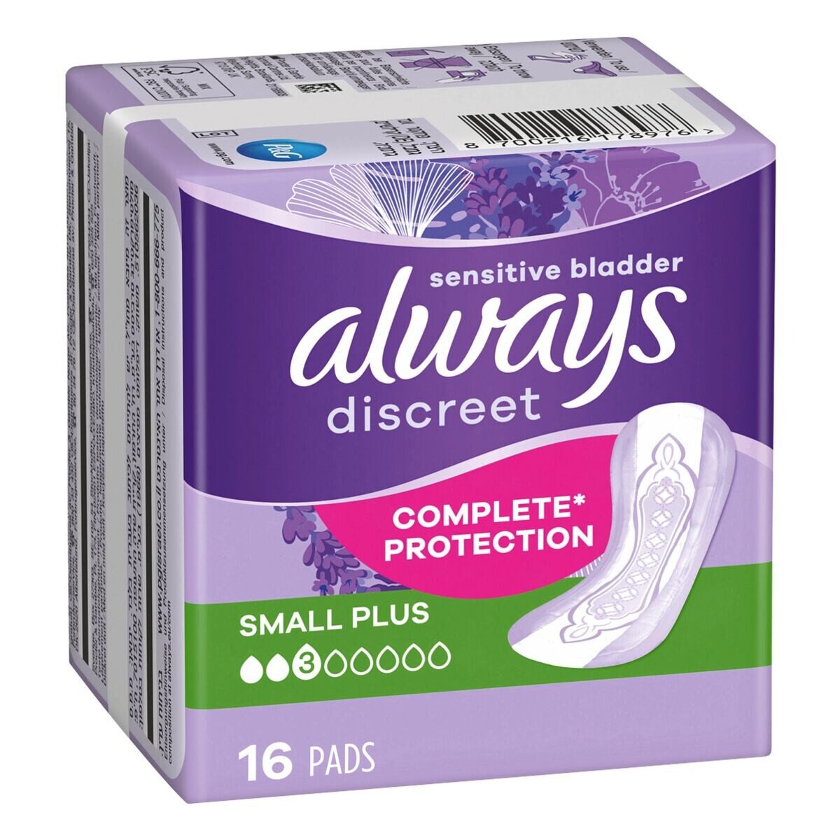 always Inkontinenz-Einlage Discreet Small Plus, 3, 16-St., Saugstärke 3 - leichte Blasenschwäche