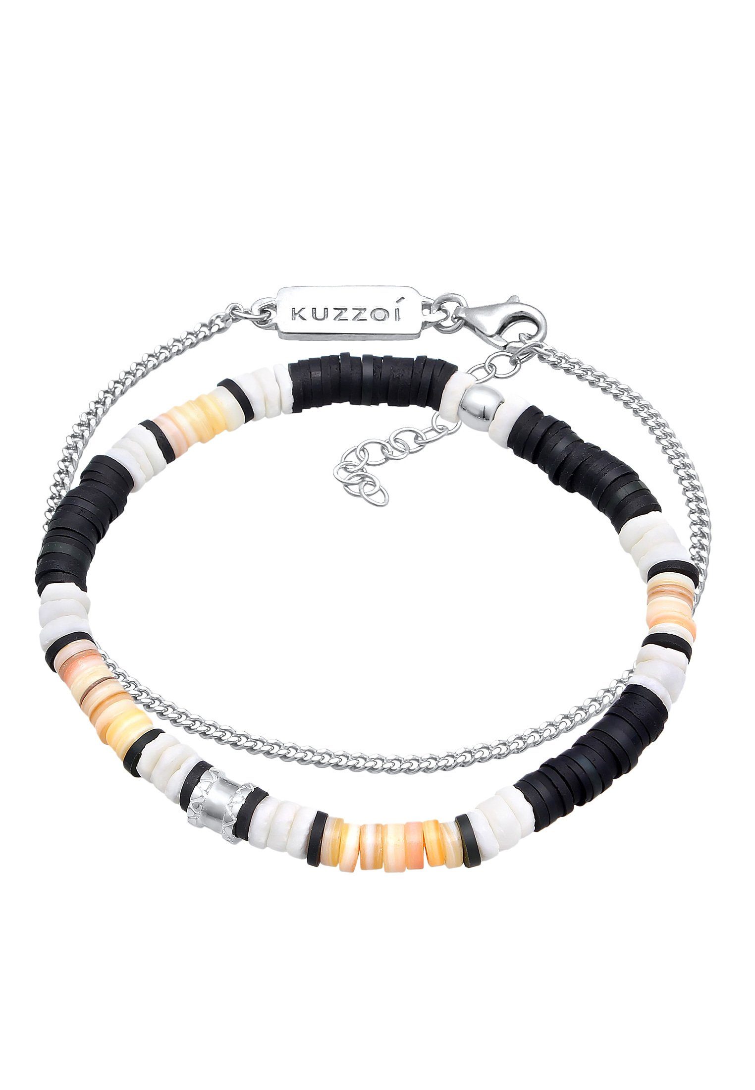 Kuzzoi Silberarmband Herren Armband-Set Heishi Perlen 925 Silber