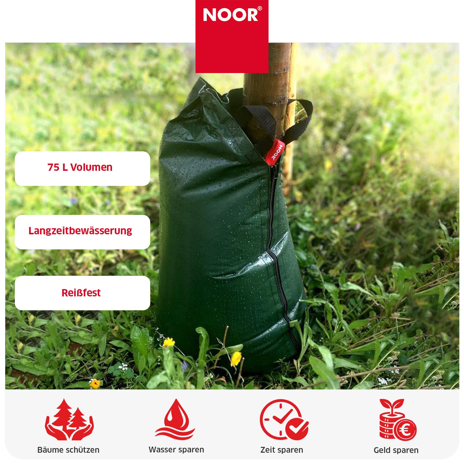 NOOR Bewässerungssystem FROGBAG 75 Liter - erweiterbare Baumbewässerung, (2-tlg), Bewässerungssack für eine nachhaltige und effiziente Bewässerung