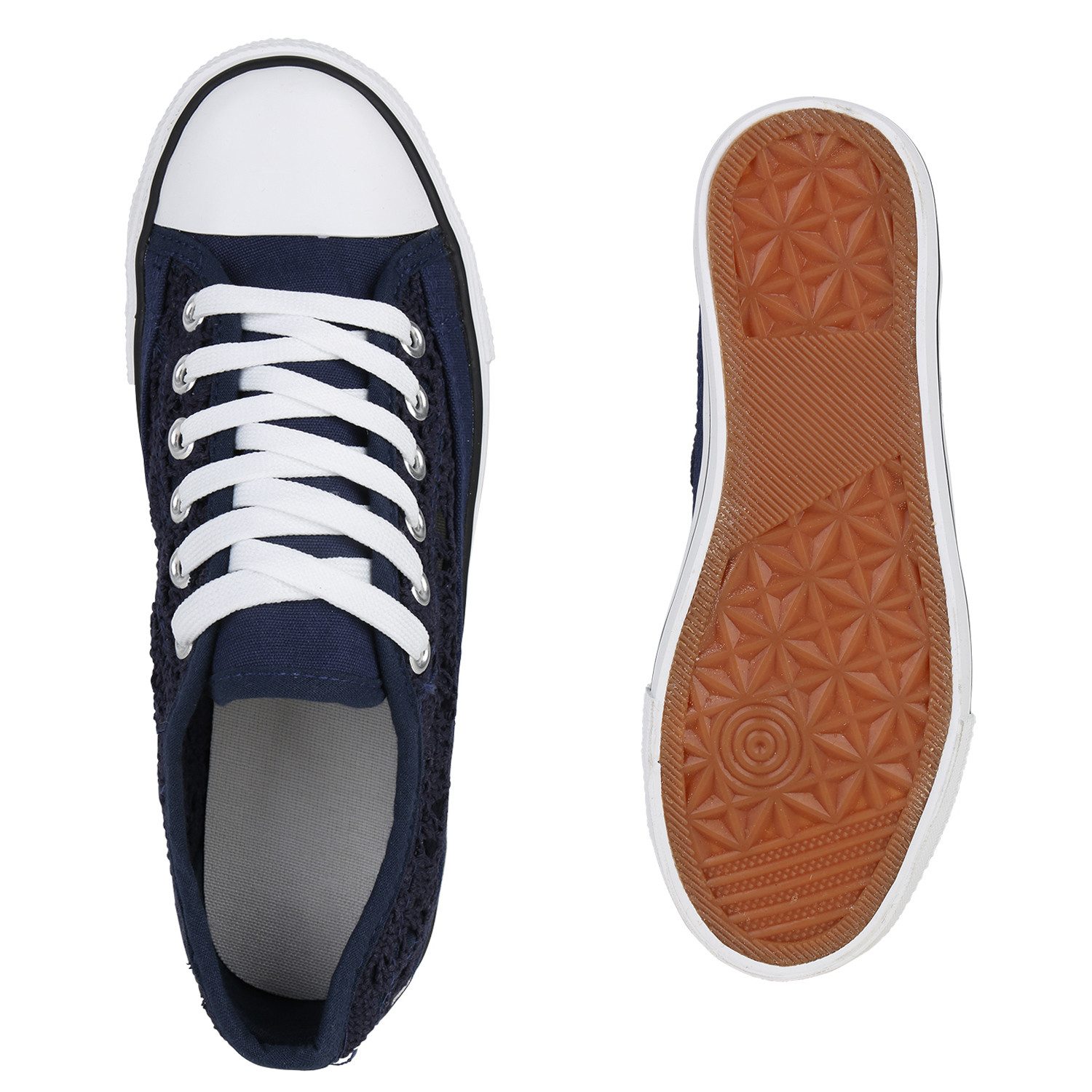 VAN HILL 840230 Sneaker Damen Sneaker Low Schnürer Strick Schnür-