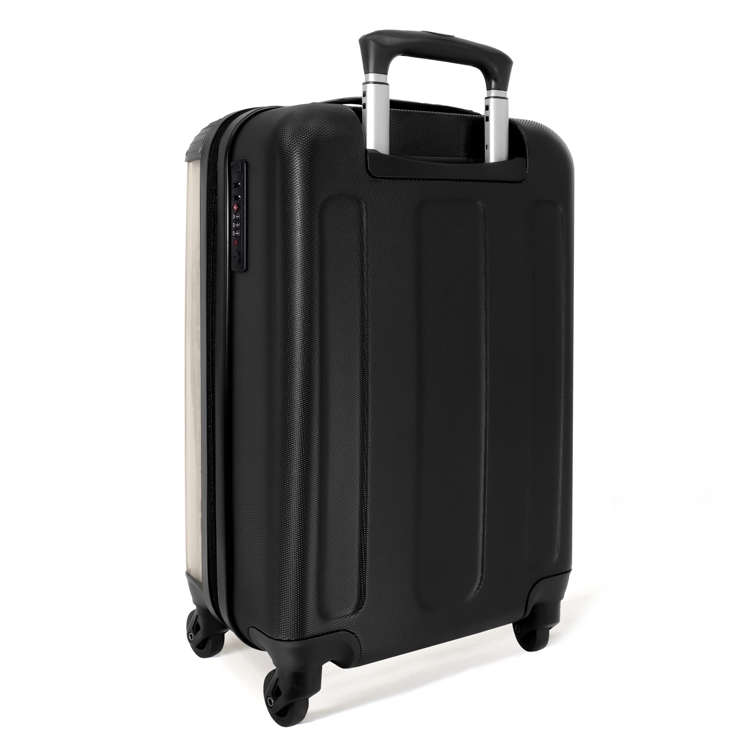 NoBoringSuitcases.com© Hartschalen-Trolley Zitate - Mach epischen Scheiß - Beige 55x35x20cm, 4 Rollen, Reisetasche mit Rollen, Koffer Handgepäck Flugzeug
