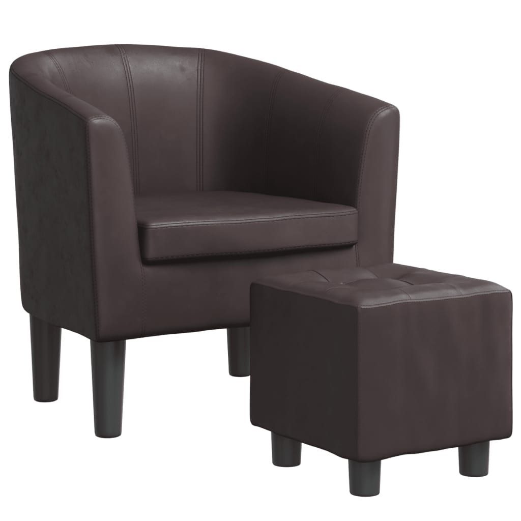furnicato Cocktailsessel Moderner brauner Clubsessel mit Fußhocker, 70x56x68 cm, (1-St)