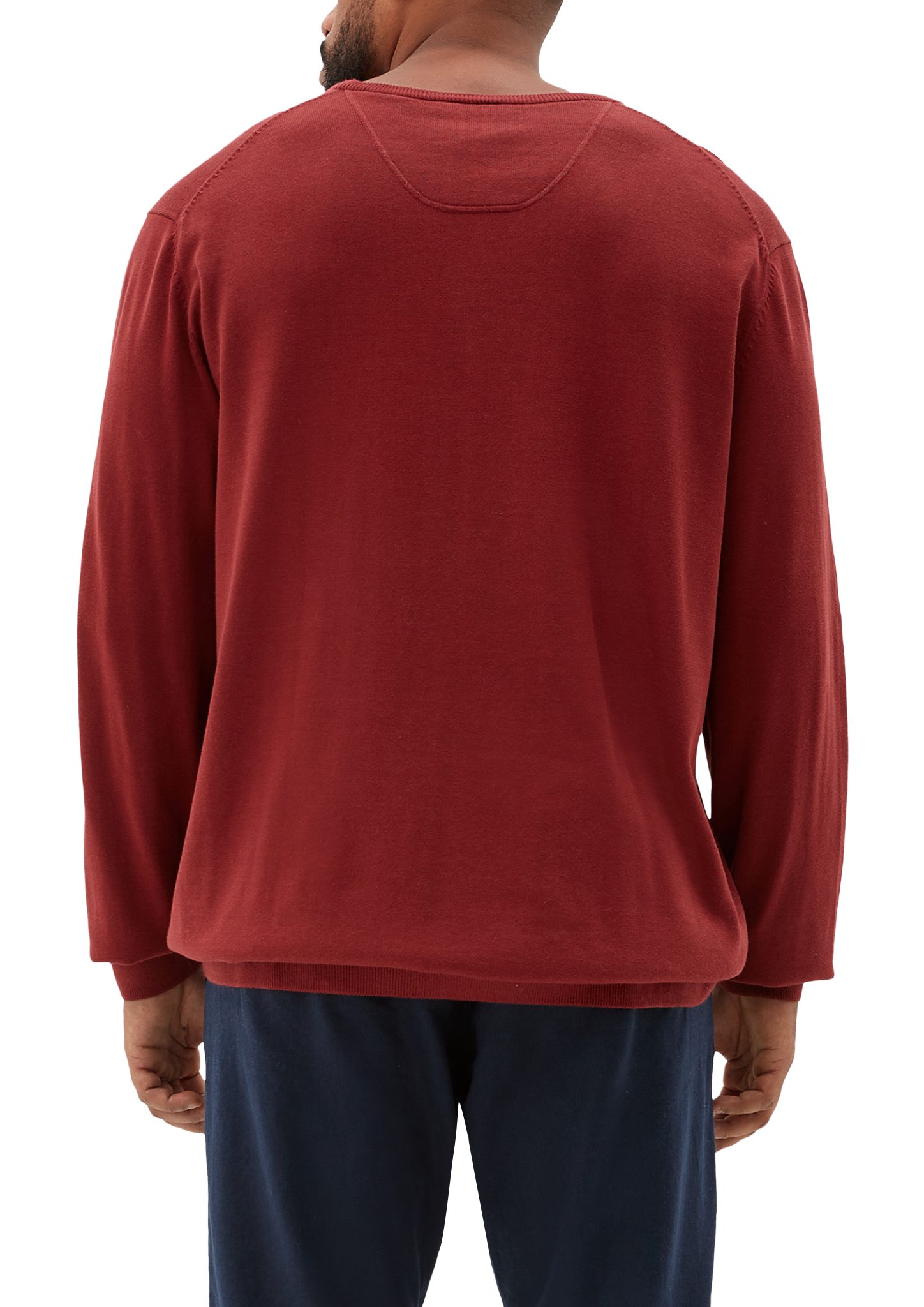 red Strickpullover Pullover s.Oliver aus dark Feinstrick Logo