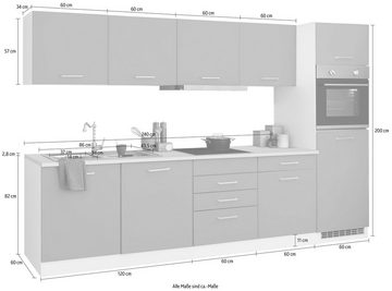HELD MÖBEL Küchenzeile Visby, mit E-Geräten, Breite 300 cm inkl. Kühlschrank