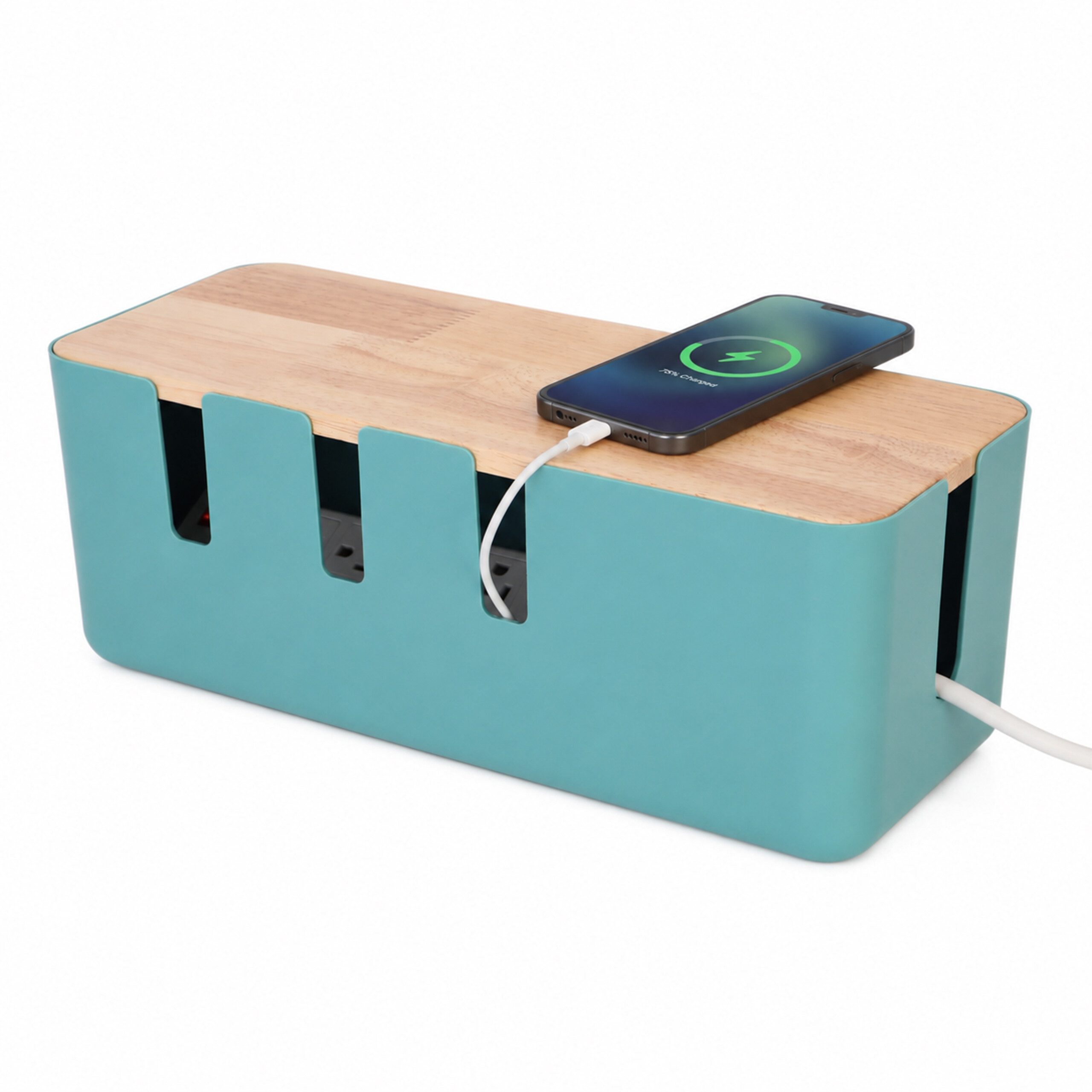 relaxdays Kabelbox mit Holzdeckel, (1-tlg), Mint