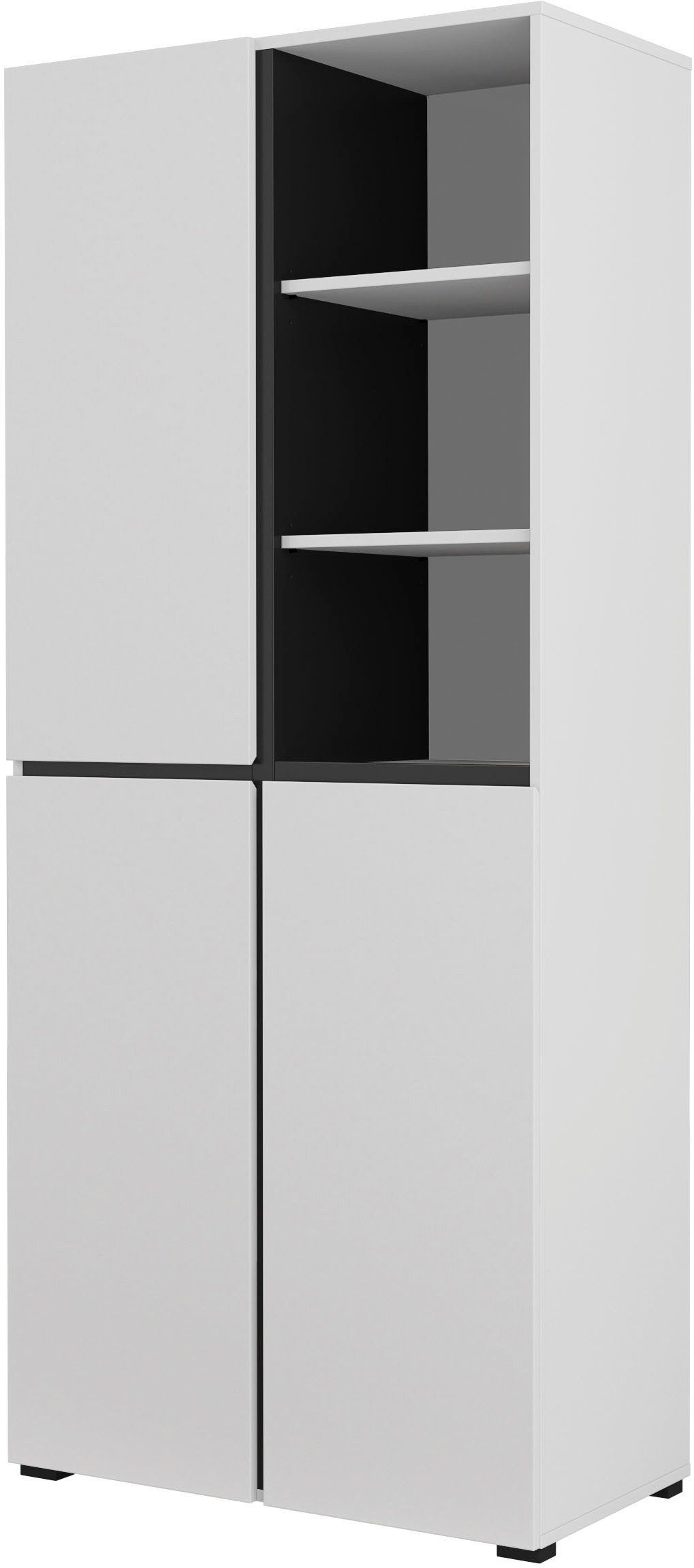 OTTO home Schuhschrank Cross, Höhe 183,5cm, modernes griffloses Schuhregal mit 3 Türen Hochschrank mit viel Stauraum, Platz für ca. 24 Paar Schuhe