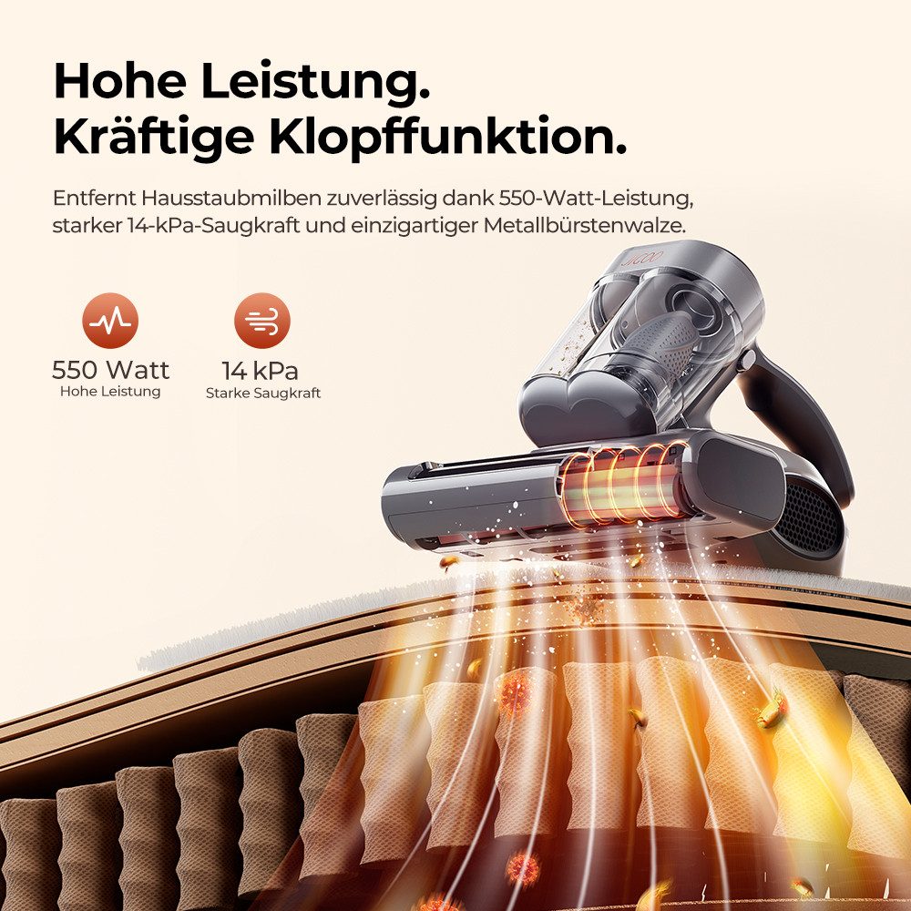 Jigoo Matratzenreinigungsgerät J300 Pro, 550 W, UV-C Light, 550-W-Motor mit 14 kPa Saugkraft