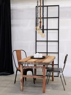 Trademark Esszimmerstuhl Rustikaler Esszimmerstuhl aus dunklem Holz und Eisen