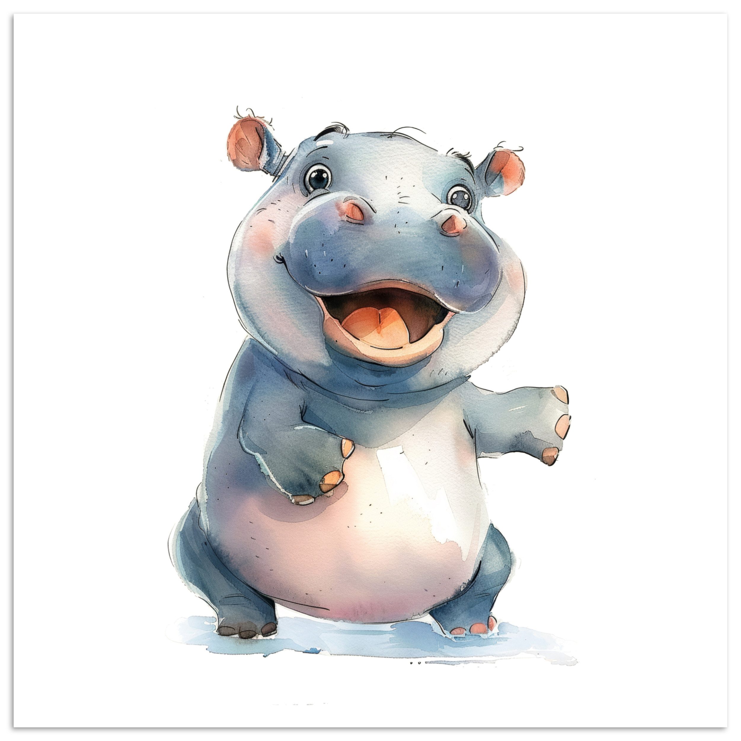 Poster Nilpferd - Babytier - Tiere