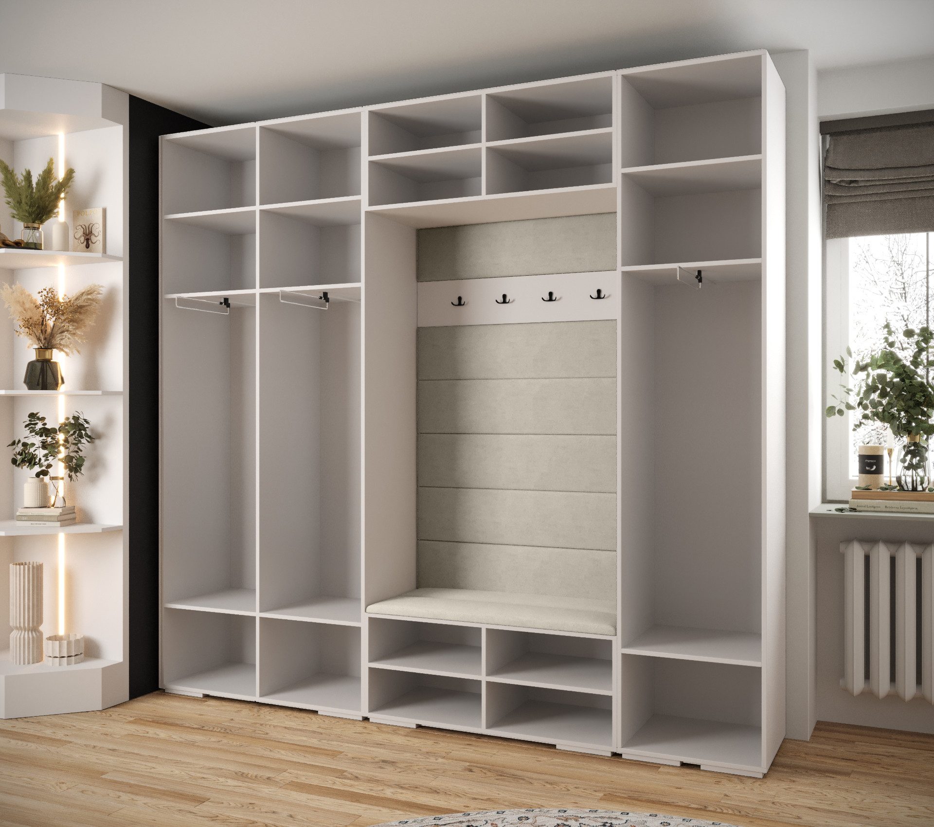 ABIKS MÖBEL Kompaktgarderobe INOVA 1 SATZ 8 Möbelset, Garderobe mit Kleiderstange und Regalen