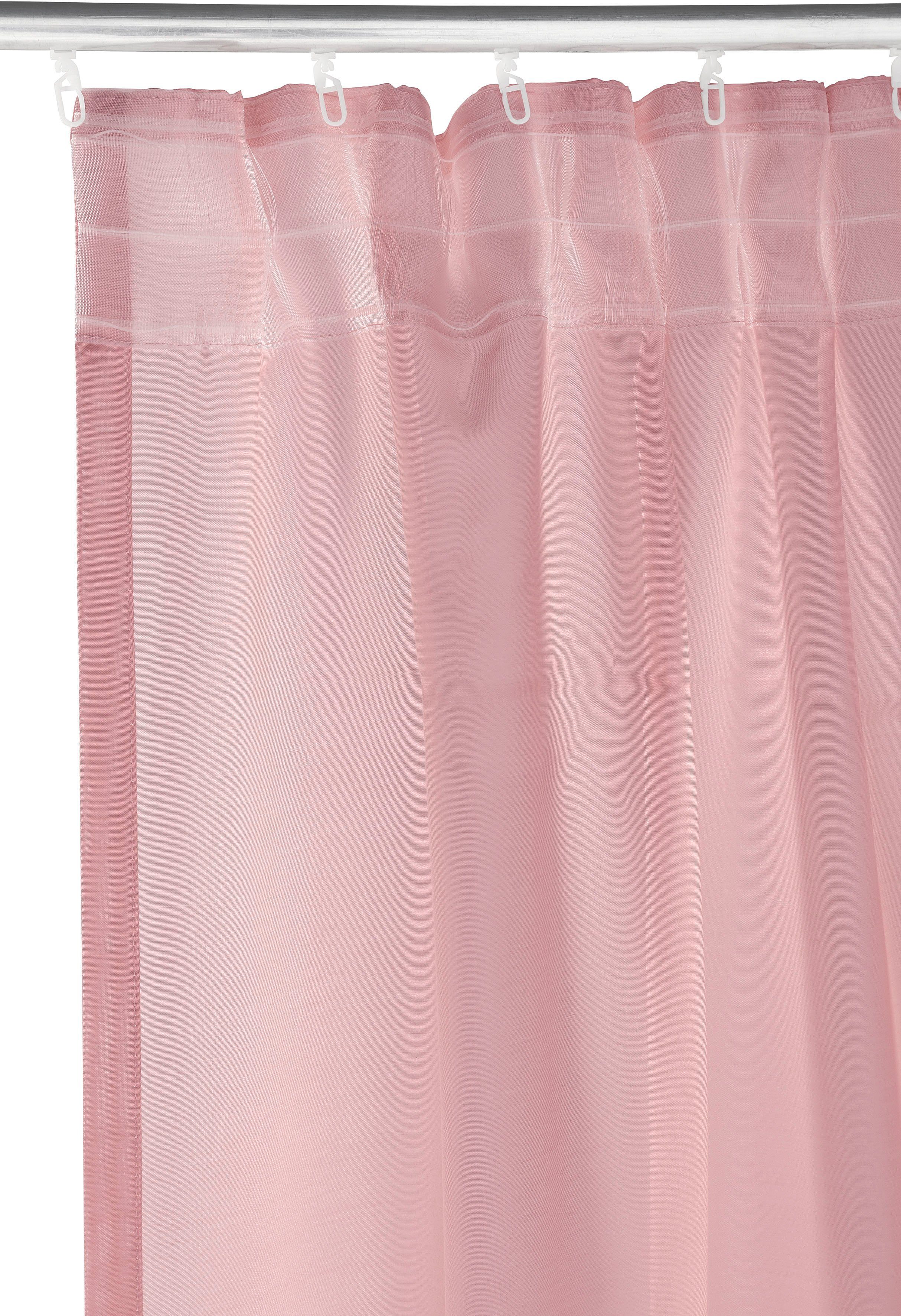 Gardine Batist, Leonique, Größen Multifunktionsband transparent verschiedene Polyester, (1 St), rosé transparent