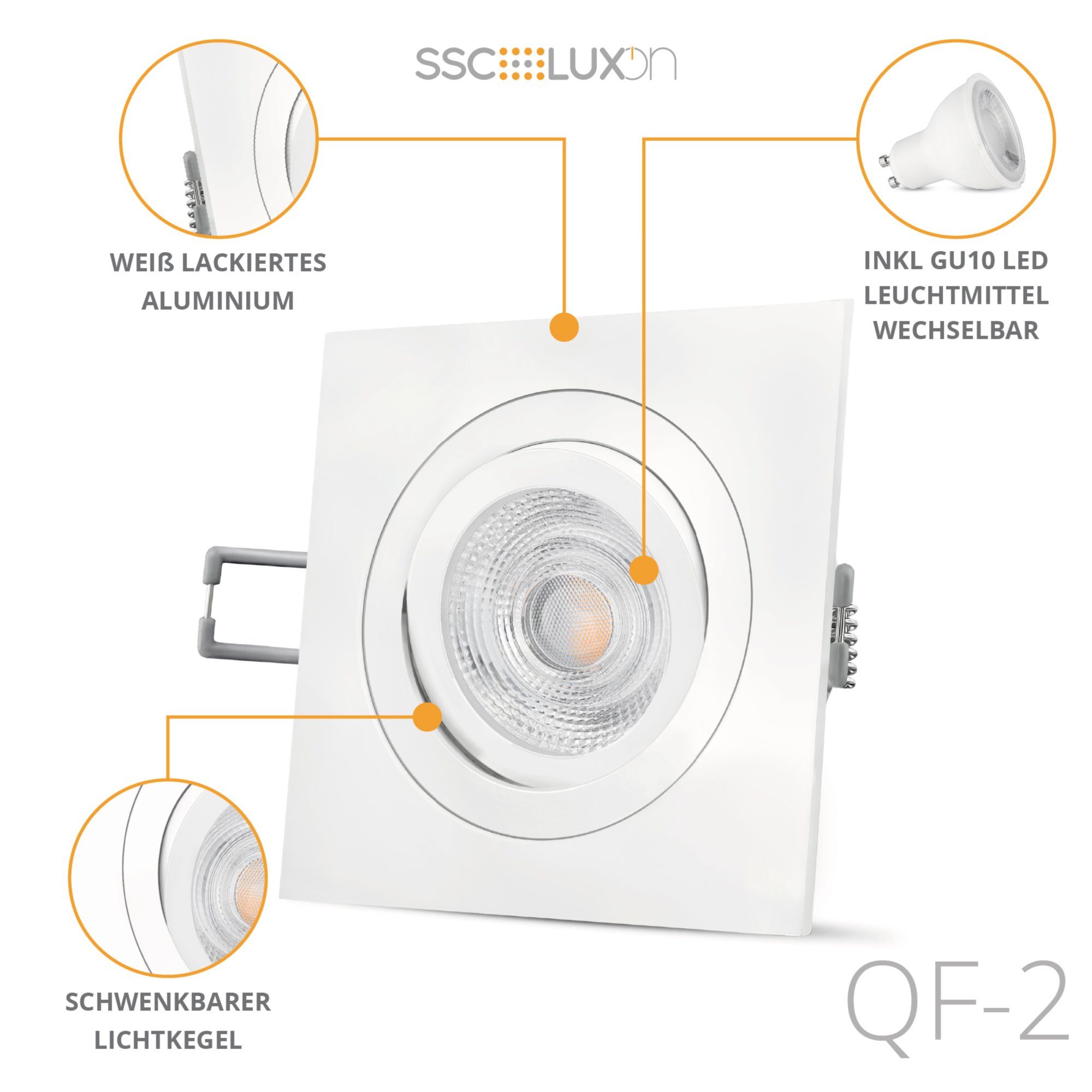 SSC-LUXon LED Einbaustrahler QF-2 quadratischer LED günstig online kaufen