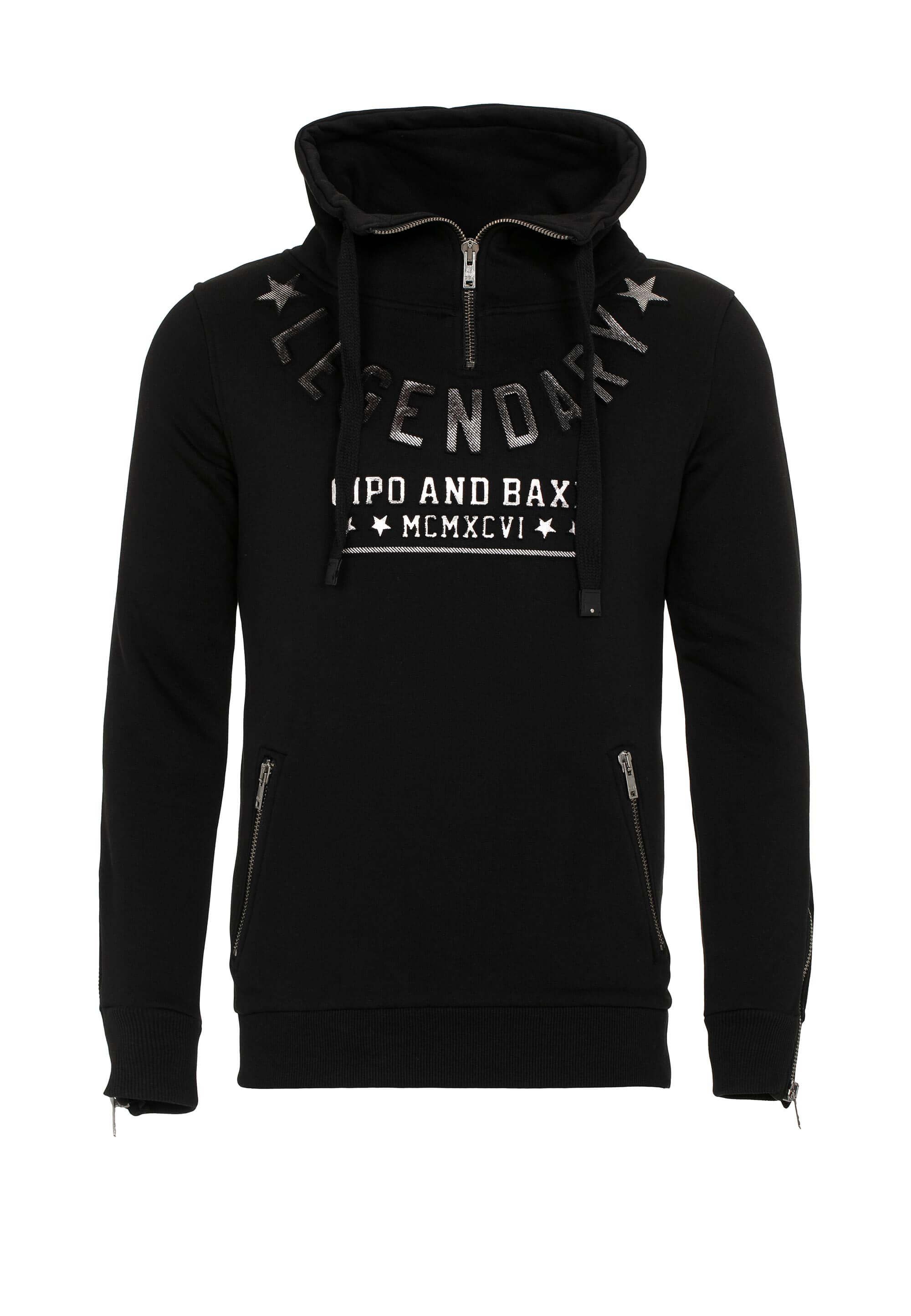 Cipo & Baxx Sweatshirt mit Schlauchkragen schwarz