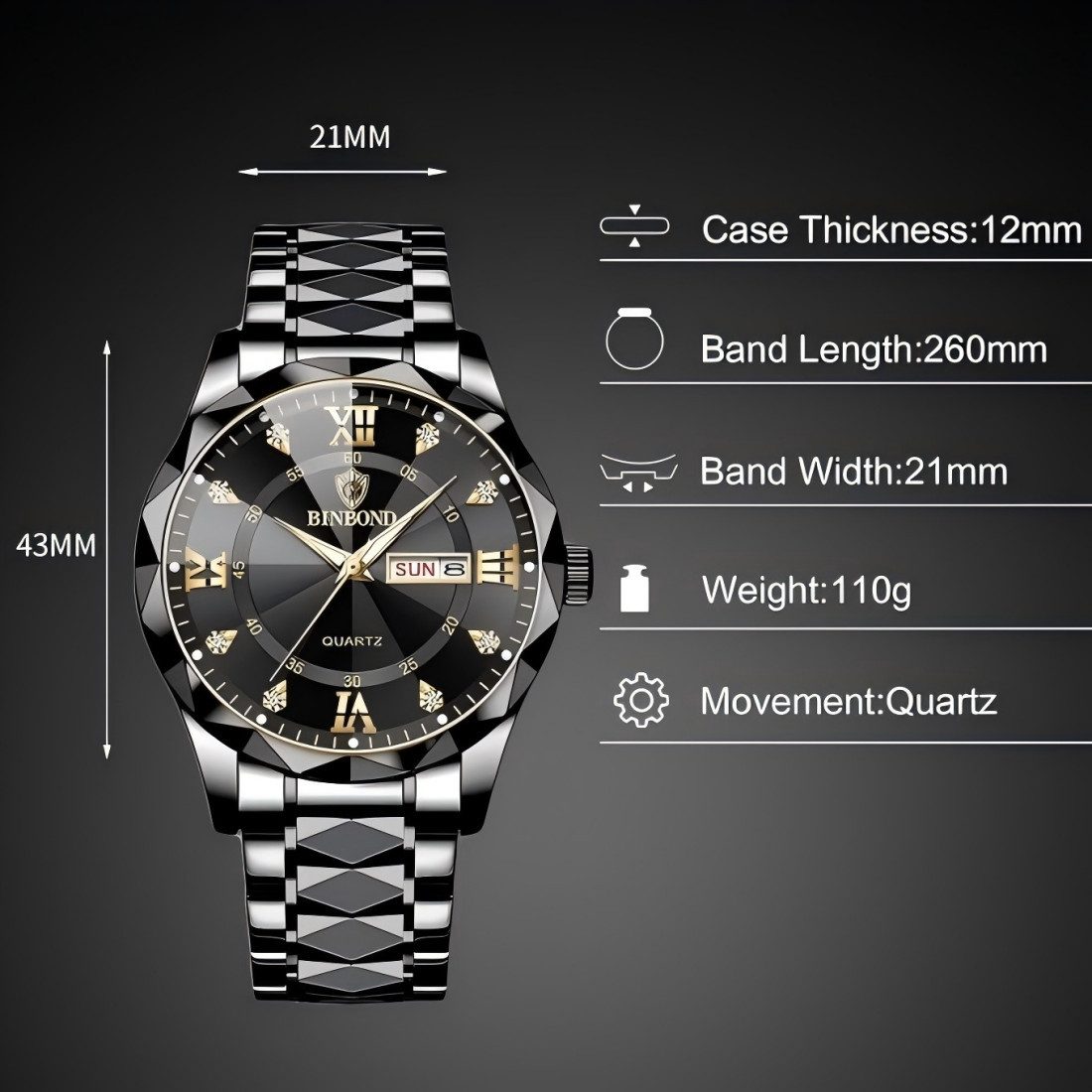 ibettertec Quarzuhr Quarzuhr Multifunktionsuhr Armbanduhr, Chronograph Herrenuhr, (Edelstahl Armbanduhr, Herren Uhr Edelstahl Armbanduhr Herrenuhr), Männer Uhr Große Zahlen Ziffern 3Bar Wasserdicht Datum Analog