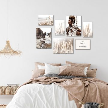 Novart Wandbild Boho Natur Blumen Beige - KOMPLETT AUFHÄNGFERTIG, Be wild