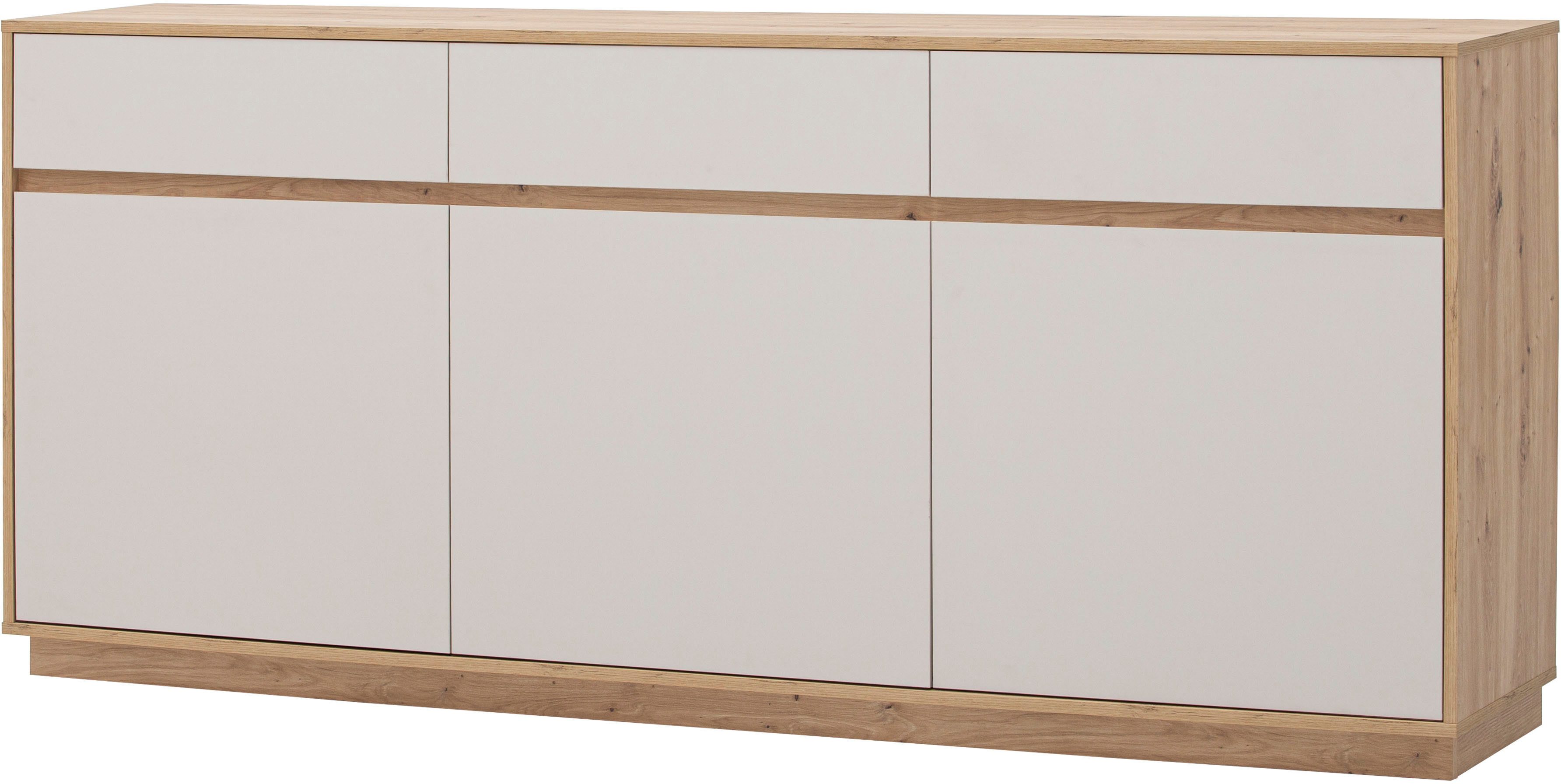 Home affaire Sideboard Sonora, moderner Schrank, Kommode in Eiche Artisan, 202 cm breit, filigrane Rahmenoptik, ausreichend Stauraum, vielseitig einsetzbar