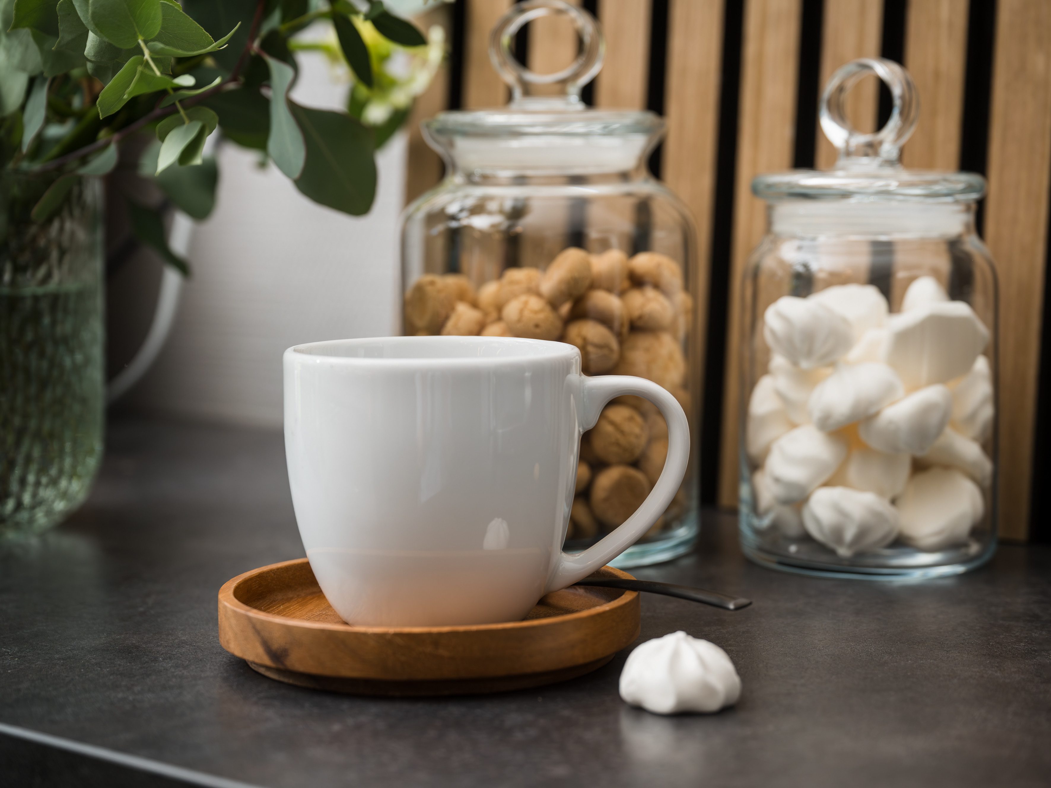 CreaTable Becher Bistrot Weiss, Kaffeebecher Set 4-tlg, 4-tlg., Porzellan, Klassiker in Weiß, Der Alleskönner