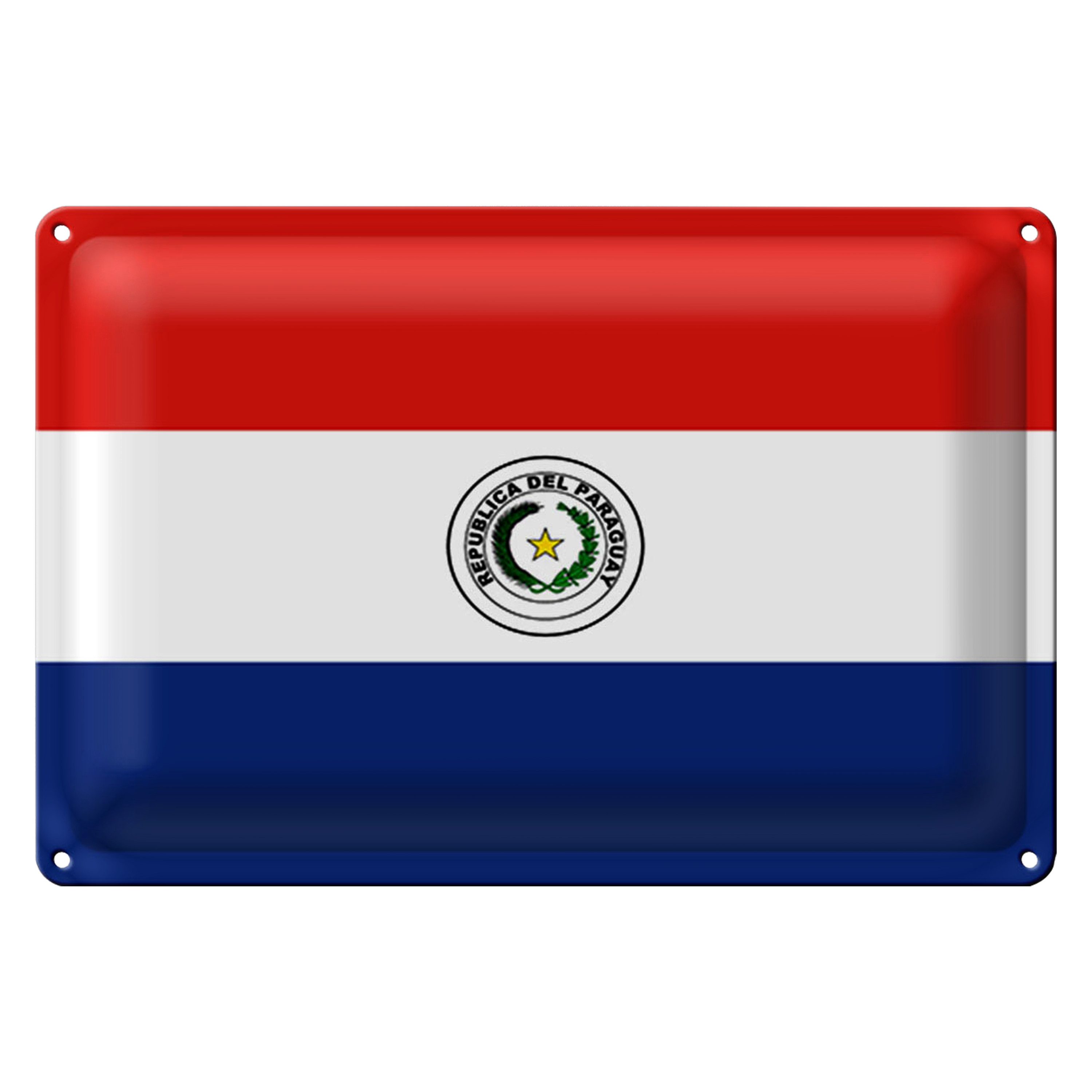Roomando Metallschild Flagge Paraguay 40x30cm Flag of Paraguay