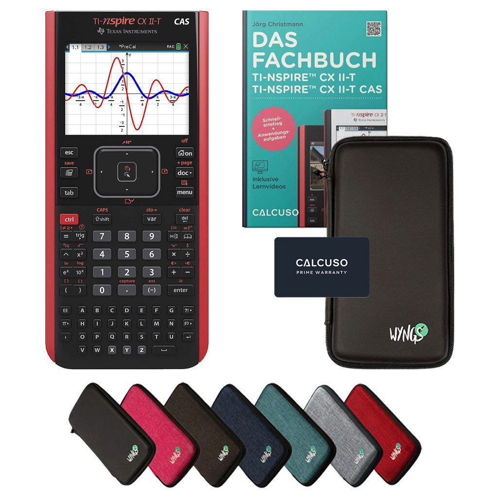Texas Instruments Taschenrechner TI-Nspire CX II-T CAS inkl. Schutztasche Schwarz & Fachbuch (160 S)