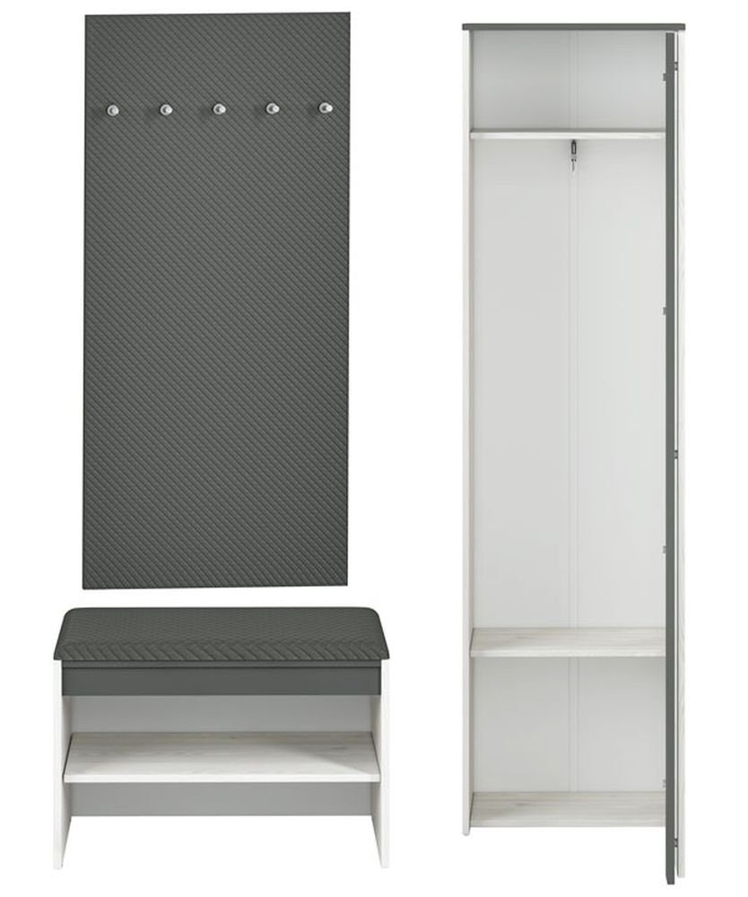 Feldmann-Wohnen - 1 Garderobenschrank) - Sitzbank 1 Paneel Garderobe 1 (Set, Hyga