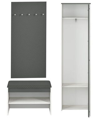 Feldmann-Wohnen Garderobe Hyga (Set, 1 Paneel - 1 Sitzbank - 1 Garderobenschrank)