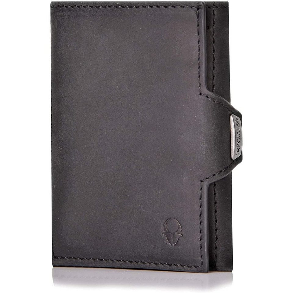 Donbolso Mini Geldbörse Ledergeldbörse Slim Wallet mit Münzfach RFID Schutz  11 Karten, Vintage Schwarz Mit Mnzfachvintage