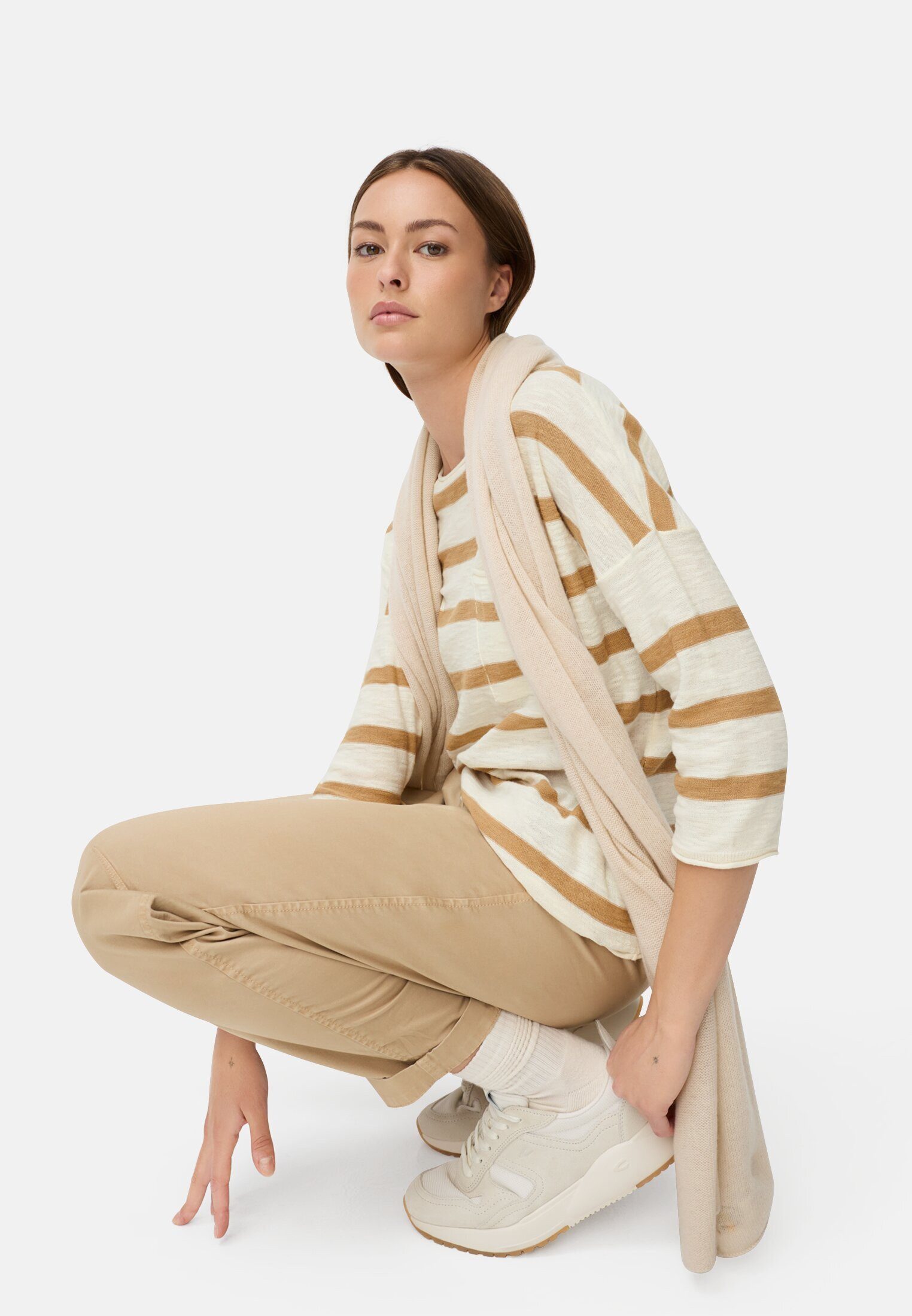 camel active Rundhalspullover mit 3/4-Ärmeln Dreiviertelarm Pullover_Strickpullover