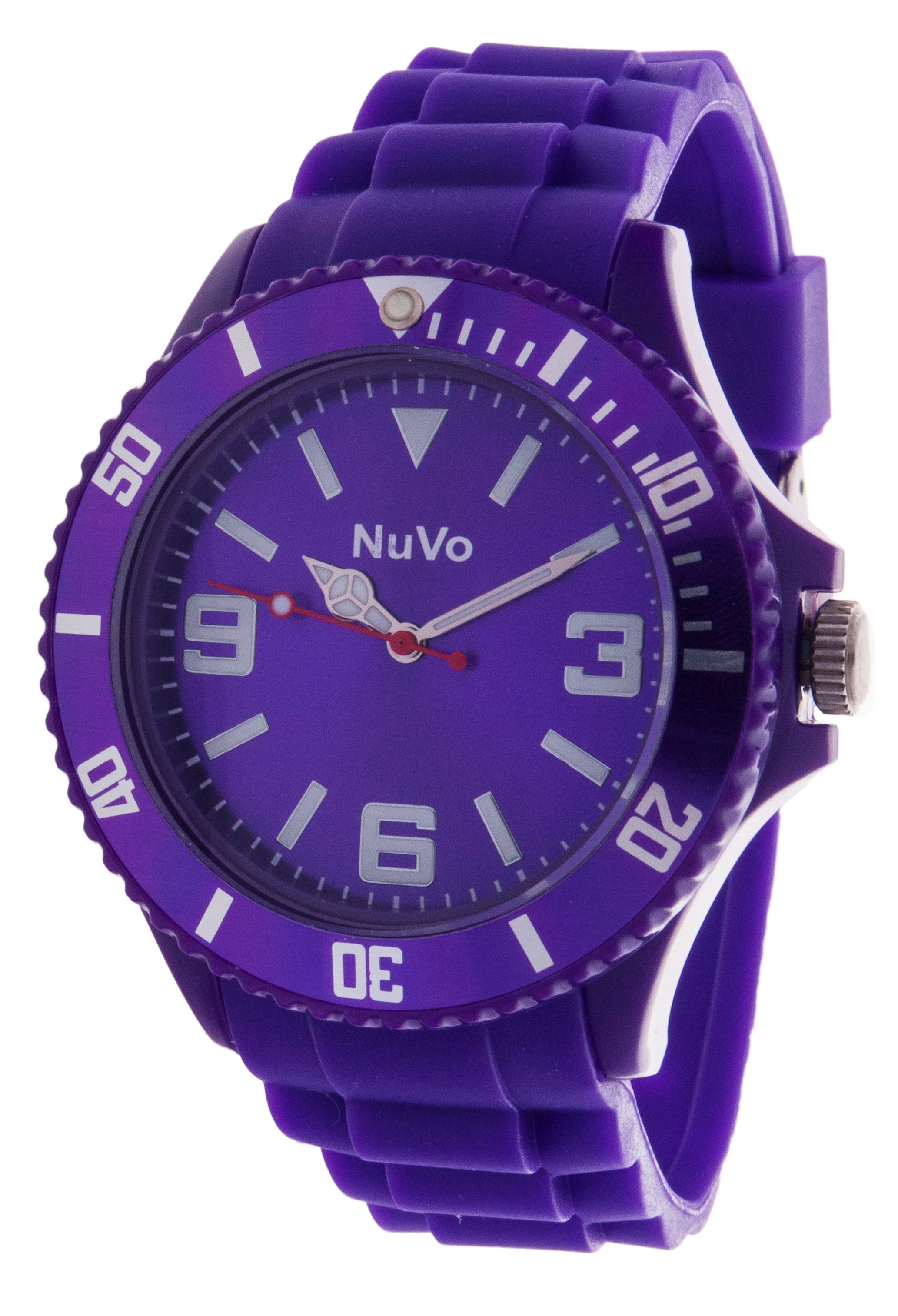 Nuvo Quarzuhr Violett farbene Silikon Armbanduhr aus Unisex
