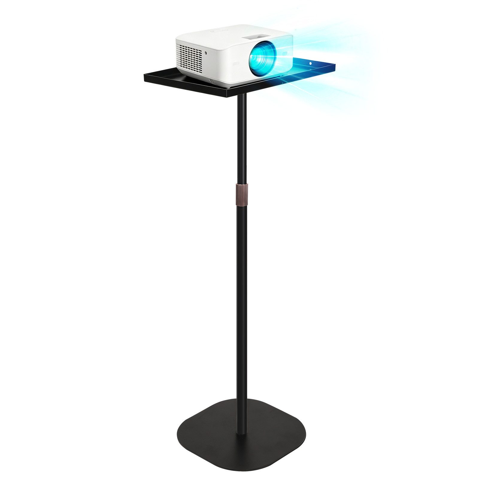 QUBEBU Beamer-Standfuß Beamer Ständer Höhenverstellbar 57.5-160 cm Projektor Bodenständer, (360° Schwenkbarer, kompatibel mit Projektoren, Kameras & Laptop, 1-tlg., Projektor Halterung für Präsentationen, Heimkino, Büro)