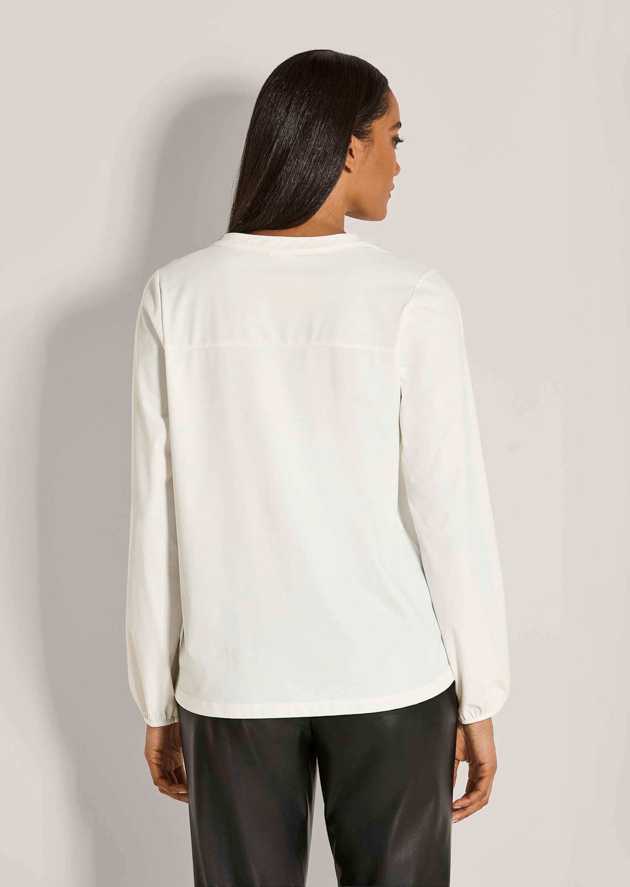 MADELEINE Langarmbluse Jerseybluse mit Rundhalsausschnitt Elegante Bluse mit Rundhals-V-Ausschnitt und langen Ärmeln