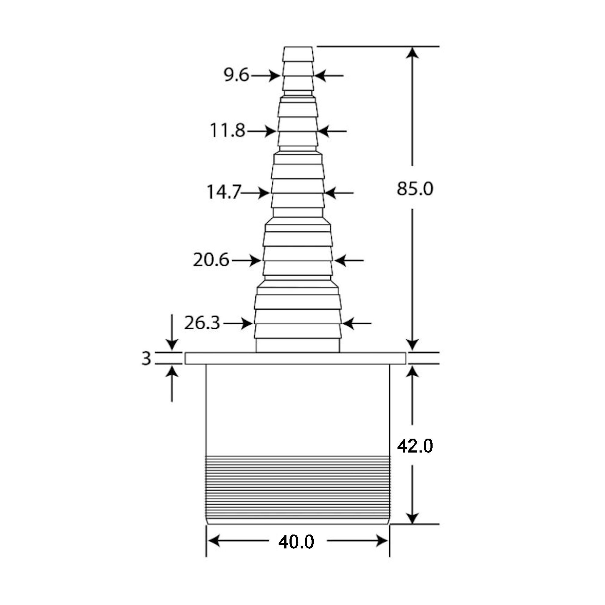 HAAS Ablaufrohr OHA Schlauchanschluss DN 32 / 40 / 50, für Schläuche von 8 - 25 mm, DN 40, gerade