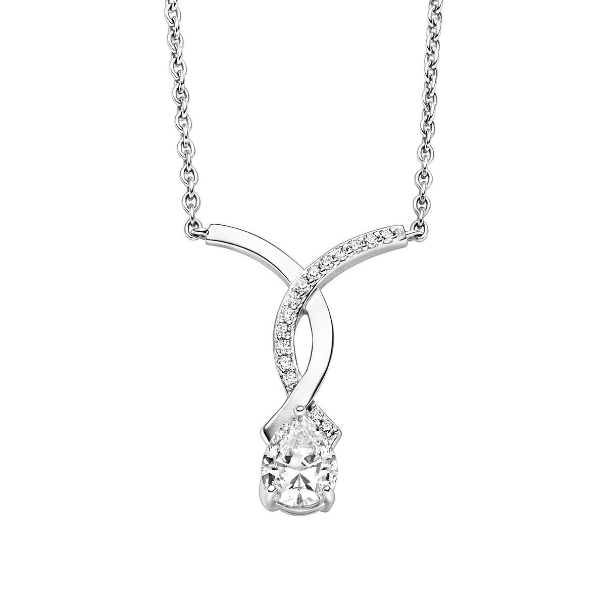 VIVENTY Kette mit Anhänger Collier Halskette Tropfenschliff Zirkon Sterling-Silber 788588