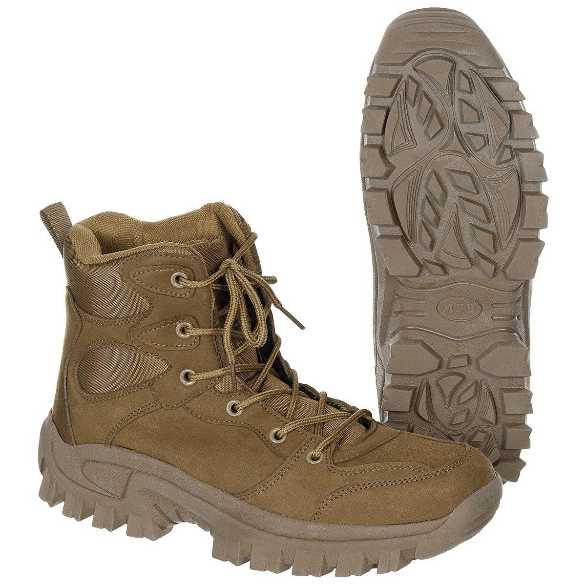 MFH Trekking-Stiefel 6-Loch Coyote Tan Knöchelhoch 45 Outdoorschuh