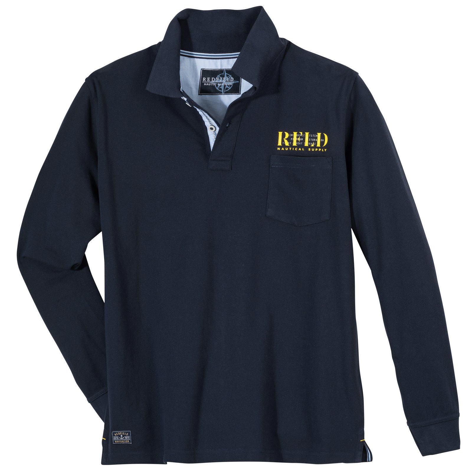 Redfield navy Große Größen redfield Langarm-Poloshirt Herren modisch Langarm-Poloshirt