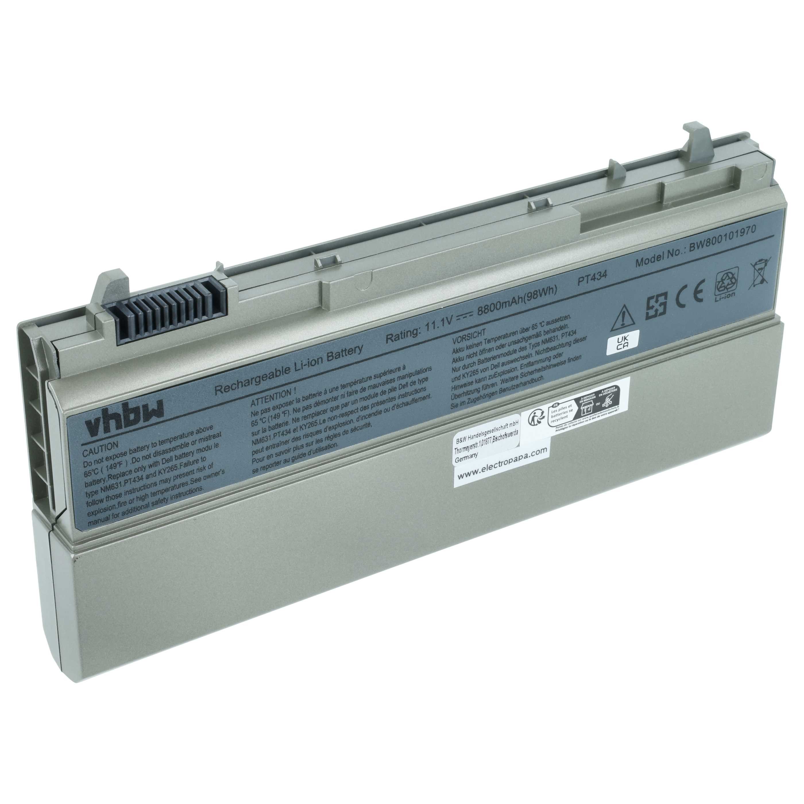vhbw Akku Ersatz für Dell KY477, KY268, KY266, KY265, H1391, GU715, P018K, Laptop-Akku Akku Li-Ion 8800 mAh (11,1 V, 1 St), Leistungsfähiger Austausch-Akku für Notebook, Wiederaufladbar, Jede