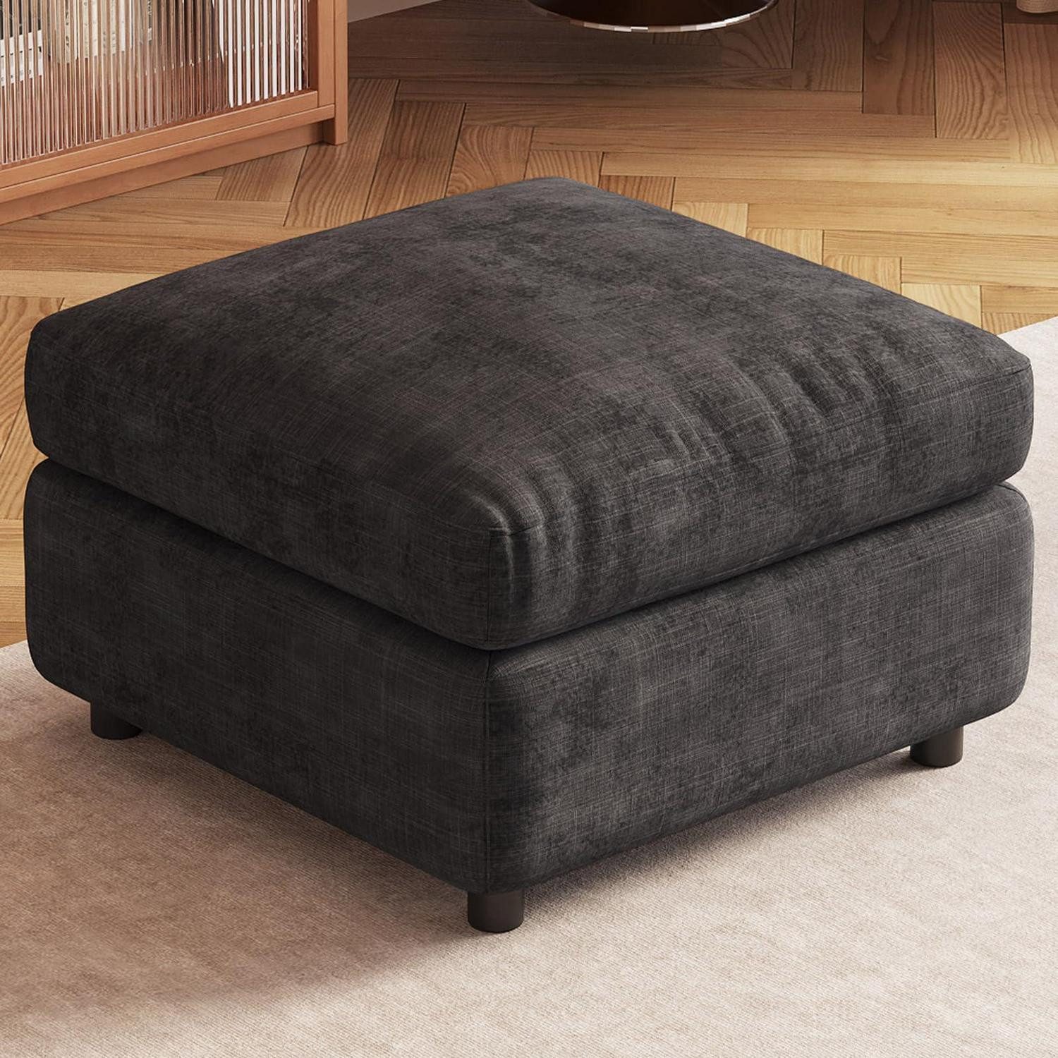 LuxusKollektion Ottomane Sitzhocker Ottomane Stauraum Deckel Grau 68T x 68B x 44H cm