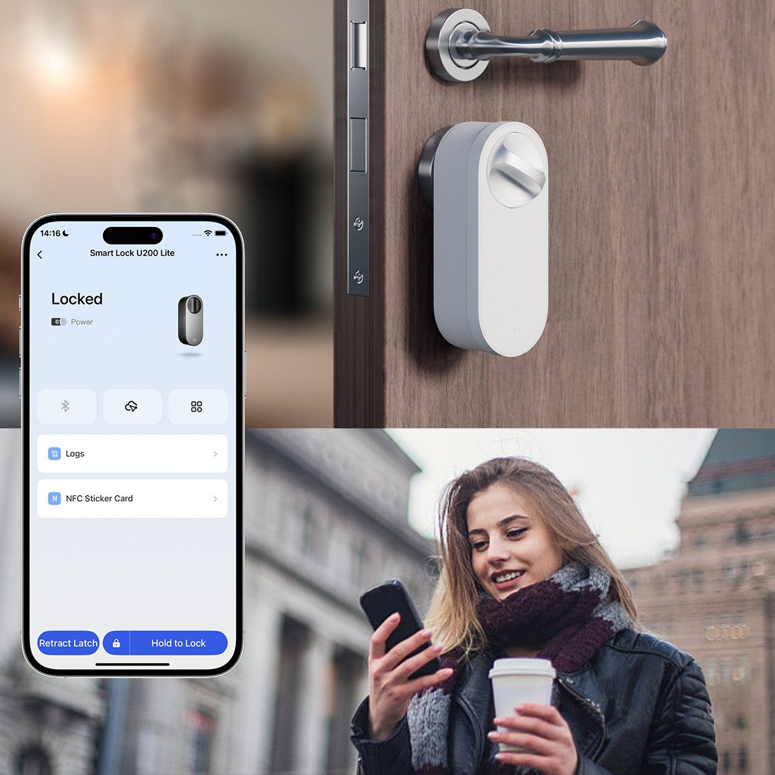 Aqara Türschlossantrieb U200 Lite Kit, (Unterstützung für Matter over Thread, Einfache Installation), Unterstützt Apple Home, Google Home, Alexa und SmartThings