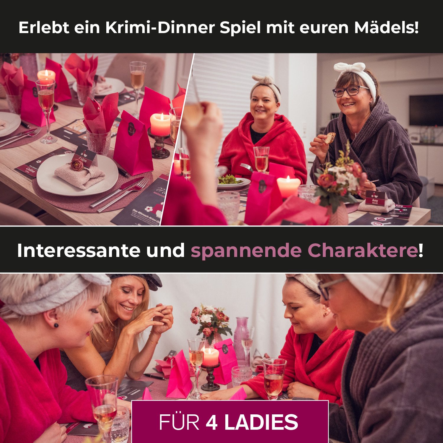 mitmach-krimi Spiel Krimi-Dinner, Mädelszeit – Massageöl und eine Leiche