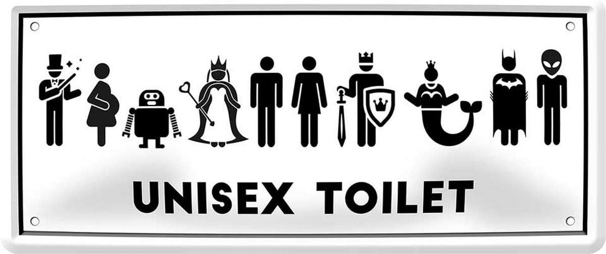 Metallbild Unisex Toilet - 28 x 12 cm Blechschild WC Klo Toilette