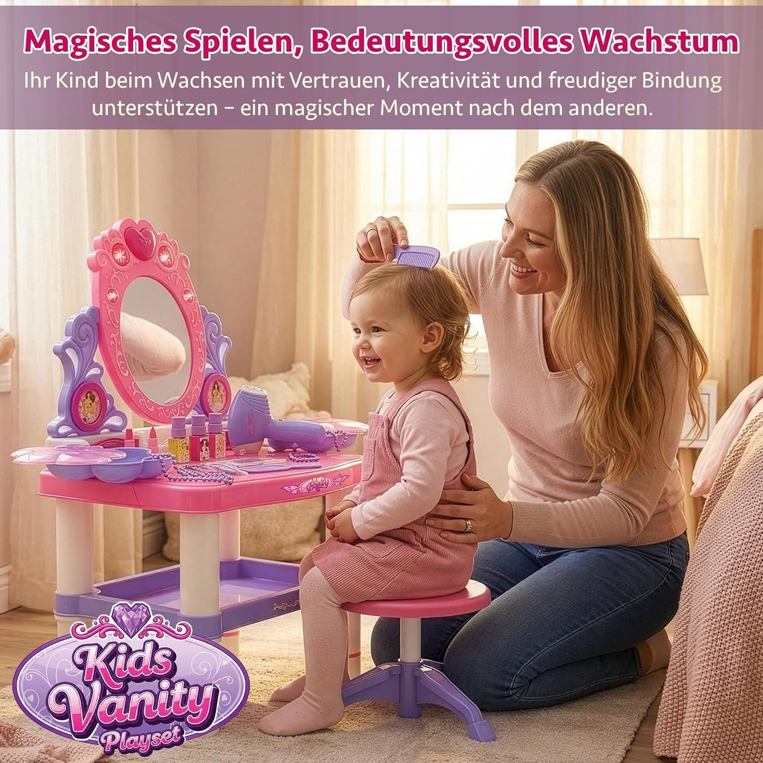kinderplay Schminktisch Kinder Schminktisch mit Licht und Sound – Spielspaß mit Zubehör – Bild 5 von 5