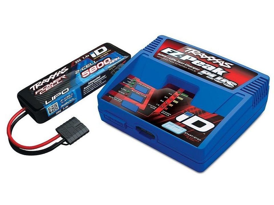 Traxxas Traxxas POWER PACK EZ-Peak Plus Ladegerät EU Version + 1x ID LiPo 7,4V RC-Ladegerät