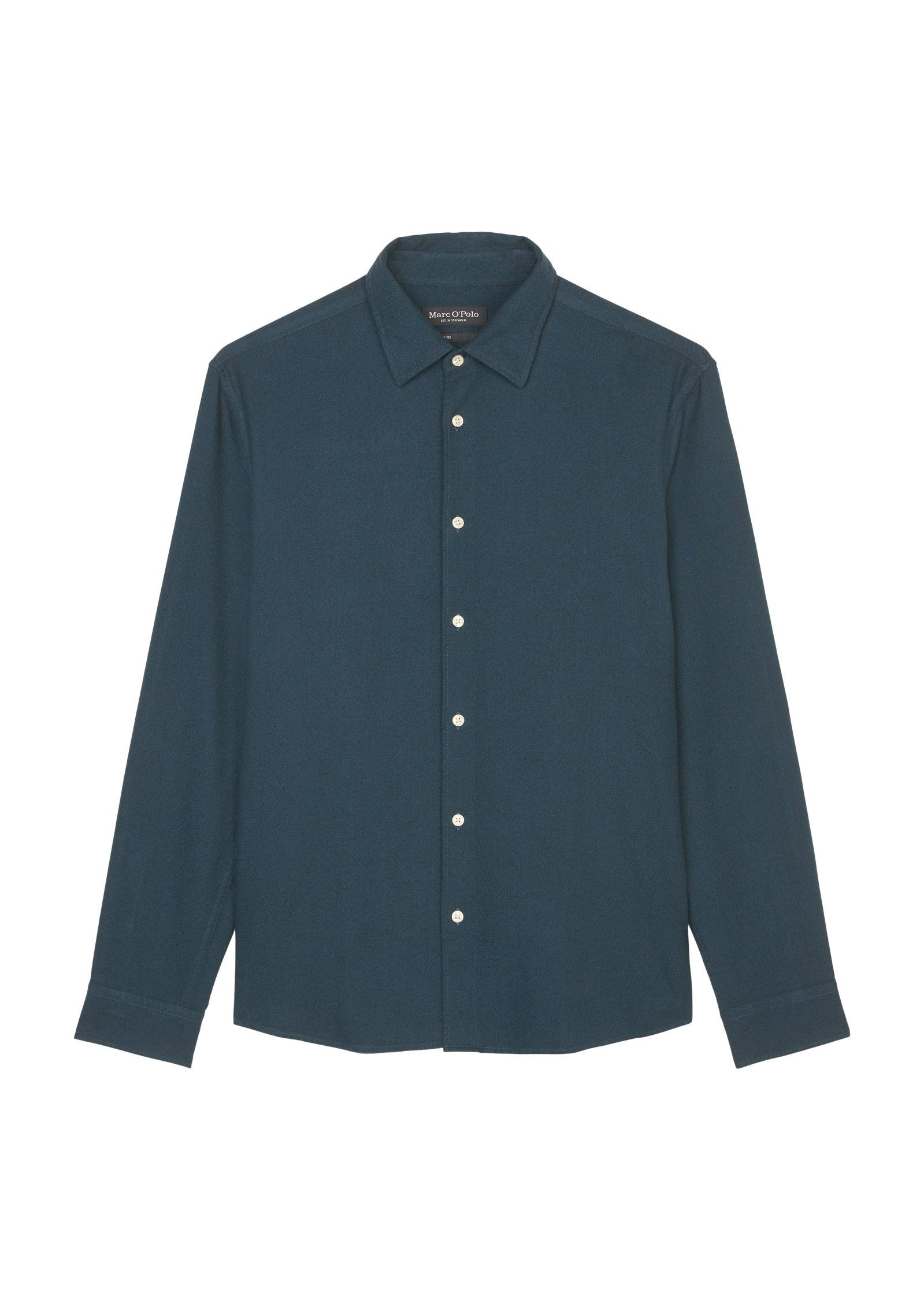 Marc O'Polo Langarmhemd aus softem Grindle-Baumwollstoff dunkelblau