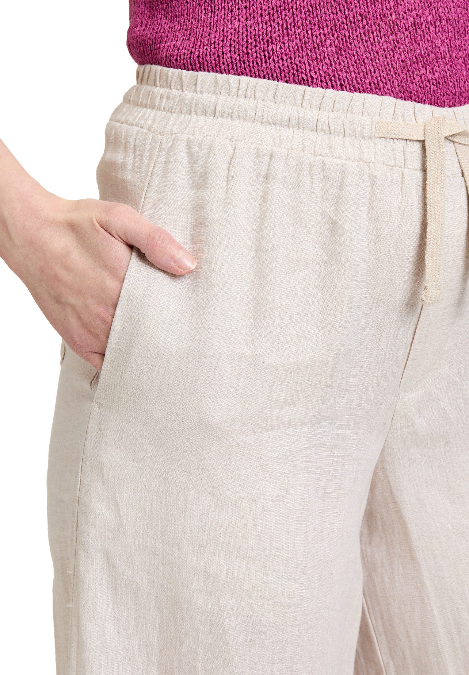 Cartoon Leinenhose Damen mit Taschen Material