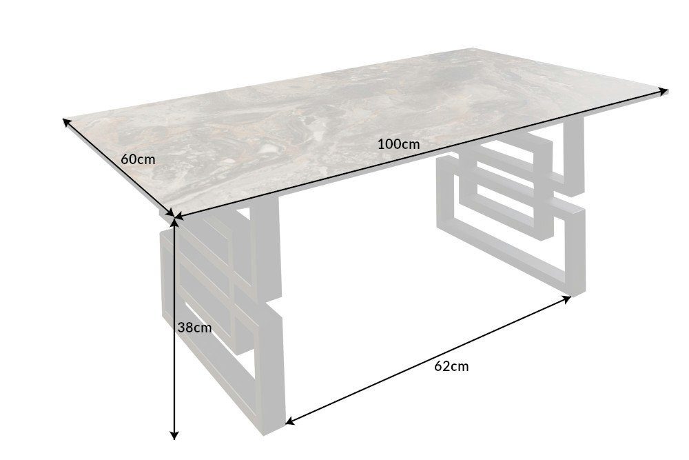 Keramik taupe · Modern Couchtisch · riess-ambiente (Einzelartikel, Design 100cm | ATLANTIS Metall taupe / Wohnzimmer · Marmor-Optik schwarz Glas schwarz 1-St), taupe · | ·