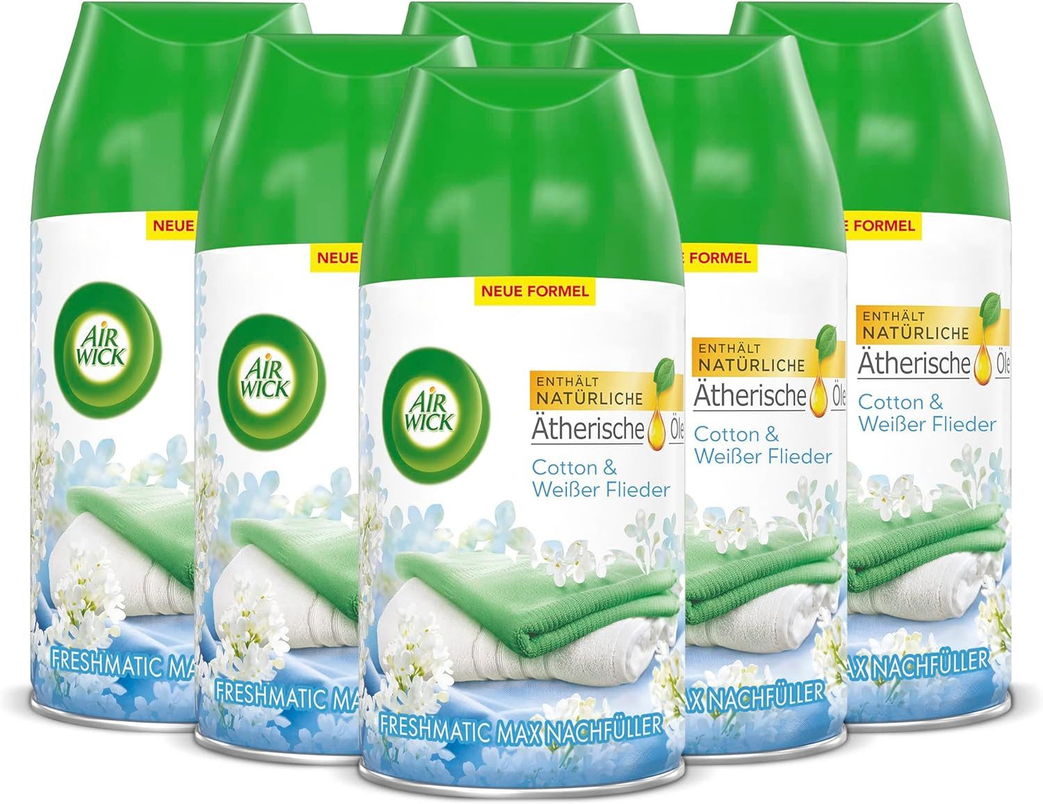 Raumduft Freshmatic Max Nachfüller Cotton und Weißer Flieder 6 x 250 ml
