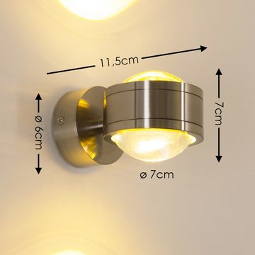hofstein Wandleuchte »Berga« LED Wandlampe aus Metall/Glas in Nickel-matt, 3000 Kelvin, mit Lichtkegel, 600 Lumen, Innen. Up&Down-Effekt, geeignet